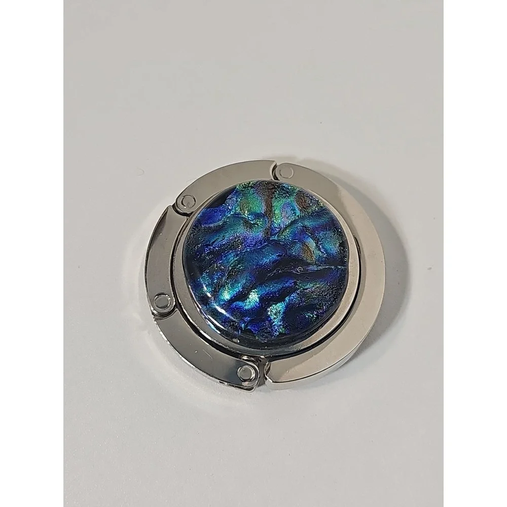 Glass By Kaye purse hook, dragon paua shell nurse handbag hanger